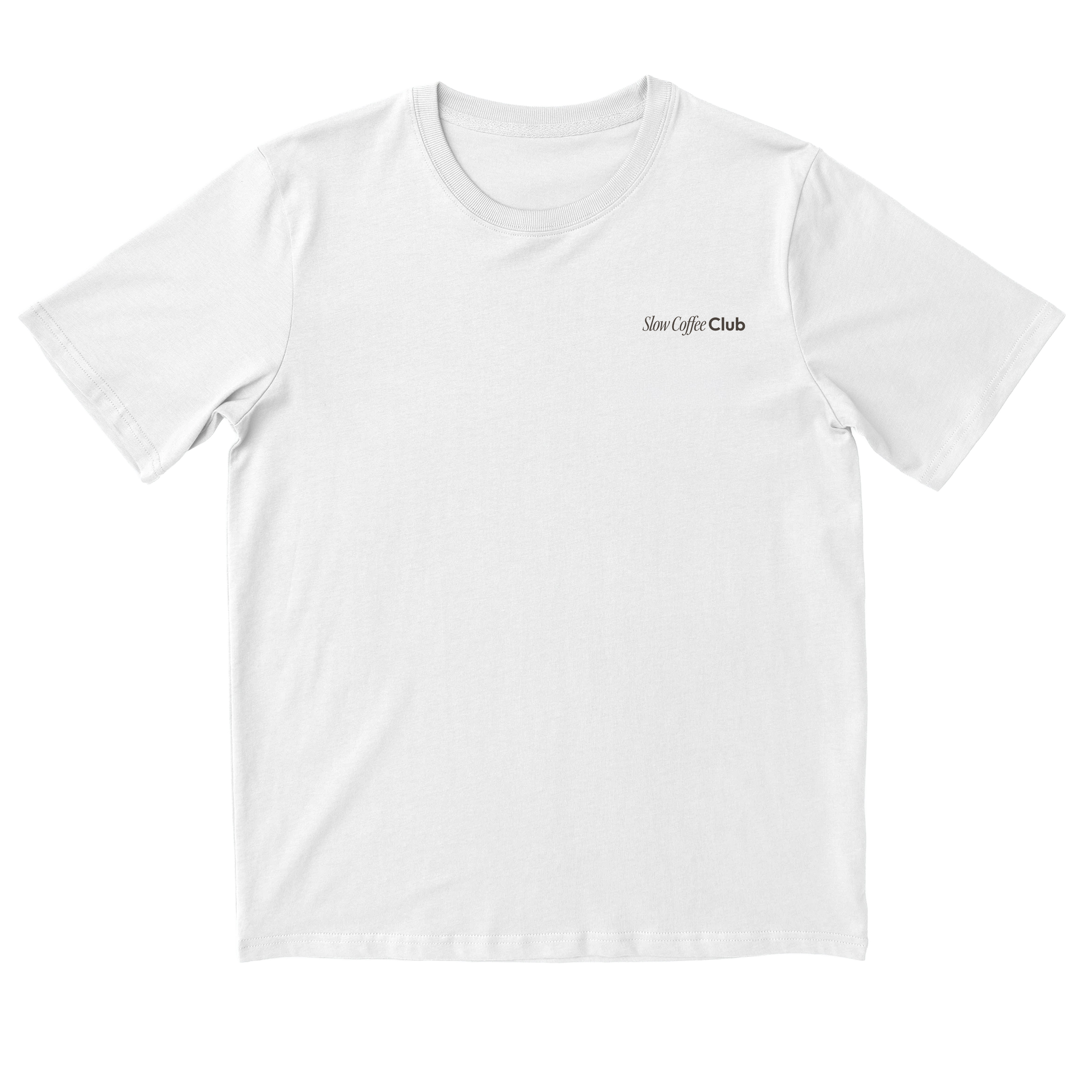 Shirt-White-Mockup-Front-Slow Morning Coffee Club